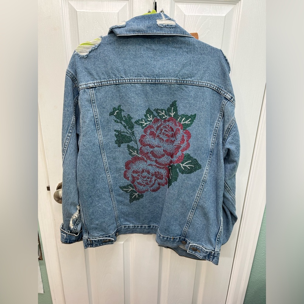 LF CARMAR crystal boyfriend denim jacket